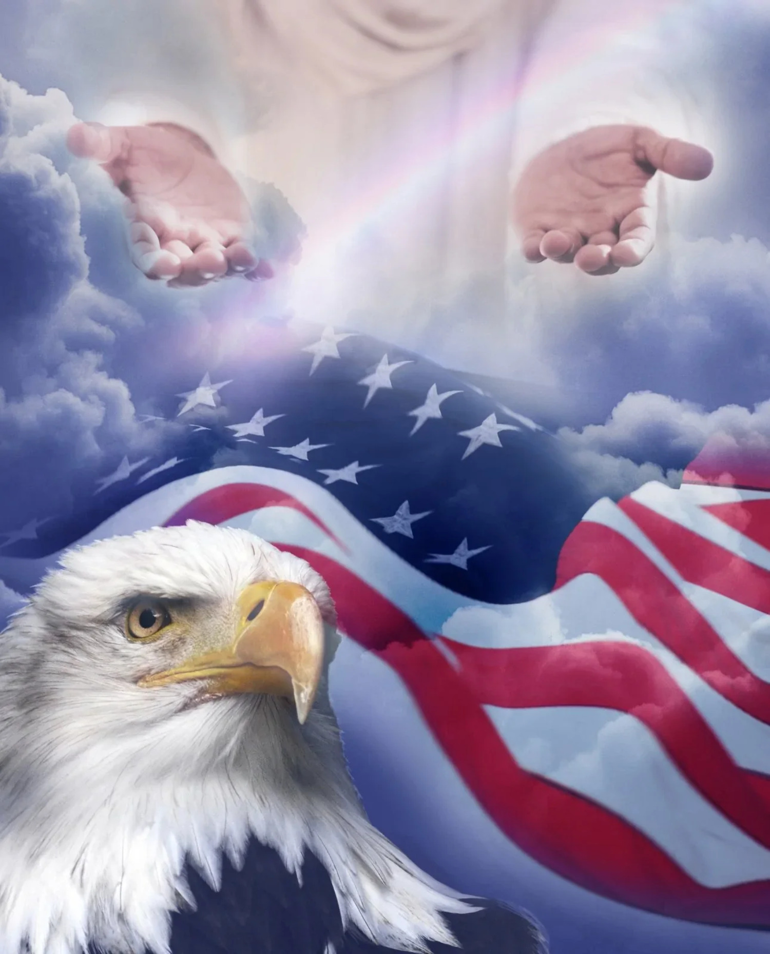 Faith Patriotic Unity Under God Panel Fabric